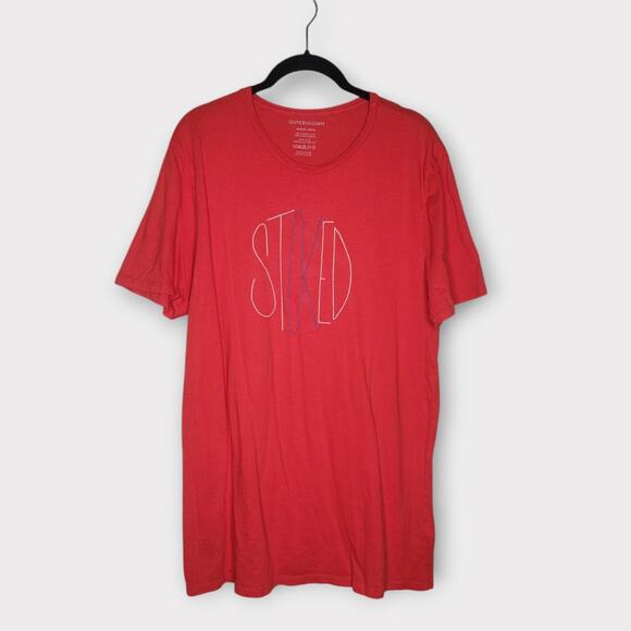 OUTERKNOWN Mens Stoked Graphic Tee M Red Orange Organic Cotton Surf Style - Picture 1 of 6